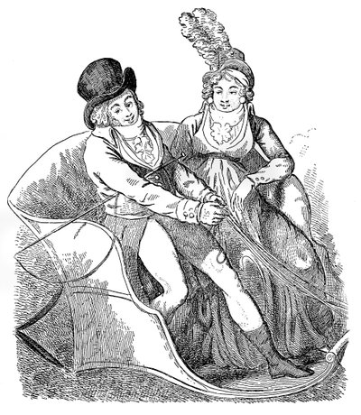 Egy aranypinty és úrnője, 1796. alkotó: Isaac Cruikshank