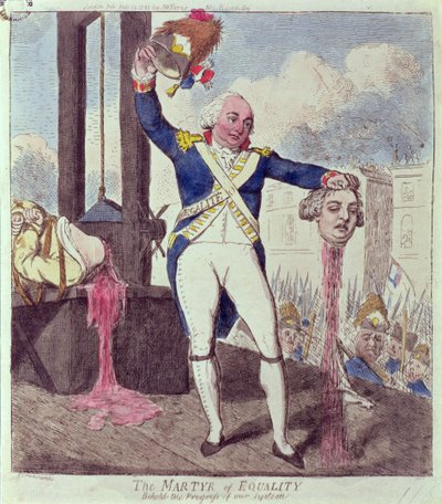 Az egyenlőség mártírja: Kiadja S.W. Fores, 1793. alkotó: Isaac Cruikshank