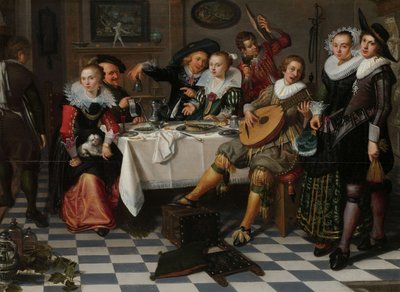 Vidám társaság, 1629 alkotó: Isaac Elias
