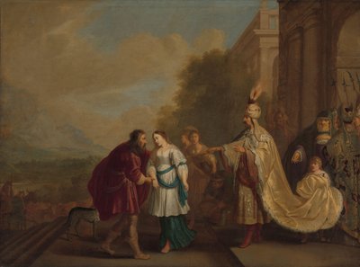A fáraó visszaadja Sárát Ábrahámnak alkotó: Isaac Isaacsz