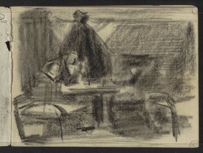 Figurák egy asztalnál egy belső térben alkotó: Isaac Israels