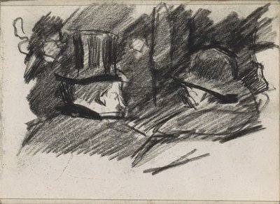 Férfi és nő kalapban, hátulról nézve alkotó: Isaac Israels