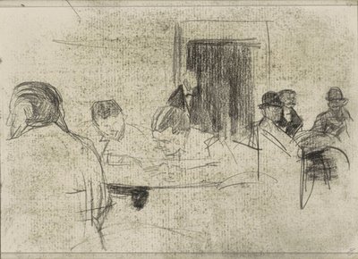 Férfiak az asztaloknál, esetleg egy kávézóban alkotó: Isaac Israels