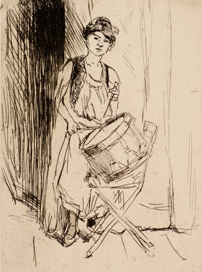 A hölgy a dobbal (rézkarc) alkotó: Isaac Israels