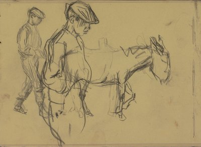 Két tanulmány egy szamárfiúról és egy szamárról alkotó: Isaac Israels
