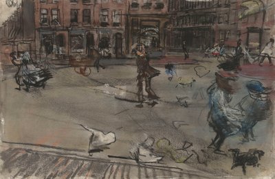 Szélroham az amszterdami Dapperplein-en alkotó: Isaac Israels