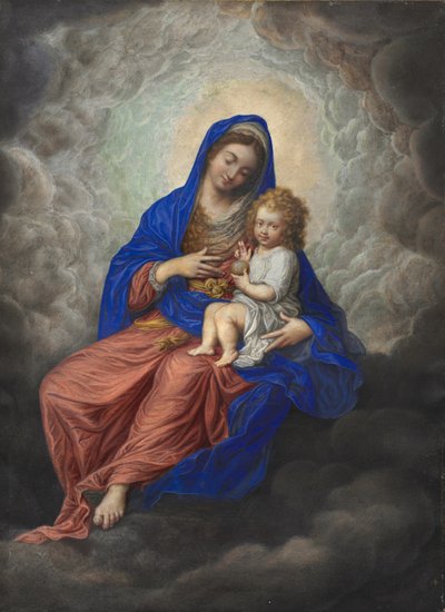 Madonna és gyermek a dicsőségben 1605-1617 körül (guache és wc pergamen) alkotó: Isaac Oliver