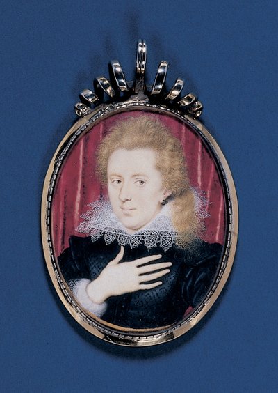 Egy fiatal úriember miniatűr portréja, 1615 körül (akvarell, pergamen, ezüst-aranyozott keretű kartonra fektetve) alkotó: Isaac Oliver