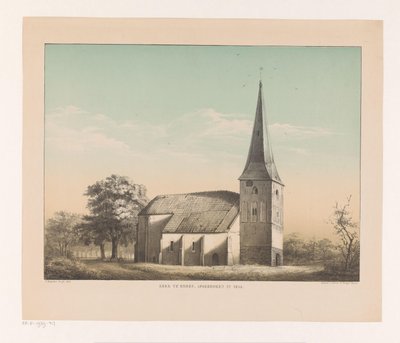 Kilátás az emmeni templomra Emmen-i templom, 1855-ben lebontották (cím a tárgyon) alkotó: Isaac Reijnders Sz.