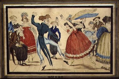 „Bolero”, 1820 körül (toll és tinta, valamint akvarell papíron) alkotó: Isaac Robert (after) Cruikshank