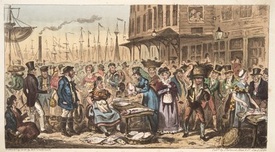 Frolic in High Life, vagy egy látogatás a Billingsgate-ben, az angol kémből, pub. 1824 (kézzel színezett metszet) alkotó: Isaac Robert Cruikshank