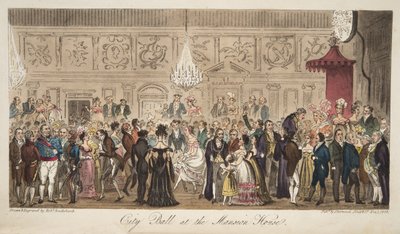 Városbál a Mansion House-ban, az angol kém, kocsma. 1824 (kézzel színezett metszet) alkotó: Isaac Robert Cruikshank