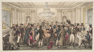 Egy modern pokol belseje - vide. The Cogged Dice, The English Spy, pub. 1824 (kézzel színezett metszet) alkotó: Isaac Robert Cruikshank
