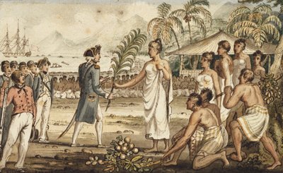 Oatehite, Cook kapitány utazásaiból (akvarell) alkotó: Isaac Robert Cruikshank
