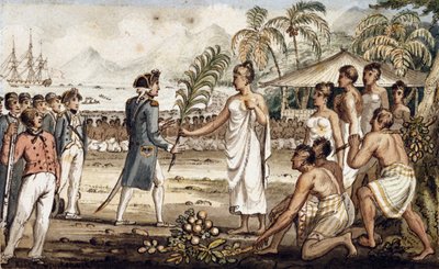 Oatehite, illusztráció a "Cook kapitány utazásaiból" alkotó: Isaac Robert Cruikshank