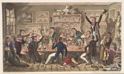 Oxford Transports vagy University Exiles, The English Spy, London, 1824 (kézzel színezett metszet) alkotó: Isaac Robert Cruikshank