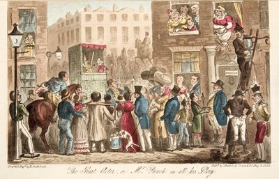The Great Actor, vagy Mr Punch teljes dicsőségében, az angol kém kocsmából. 1824 (kézzel színezett metszet) alkotó: Isaac Robert Cruikshank