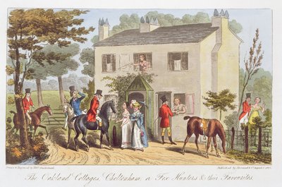 The Oakland Cottages, Cheltenham, avagy Rókavadászok és kedvenceik, Charles Westmacott „Az angol kém” című művéből, 1825-ben alkotó: Isaac Robert Cruikshank