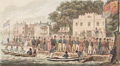 The Promenade at Cowes, The English Spy, pub. 1824 (kézzel színezett metszet) alkotó: Isaac Robert Cruikshank
