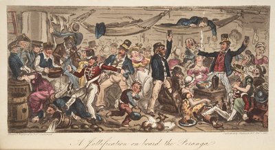 The Return to Port, The English Spy, pub. 1824 (kézzel színezett metszet) alkotó: Isaac Robert Cruikshank