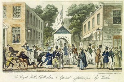 The Royal Wells, Cheltenham, avagy görcsös vonzalmak a fürdővíz iránt, 1825 alkotó: Isaac Robert Cruikshank
