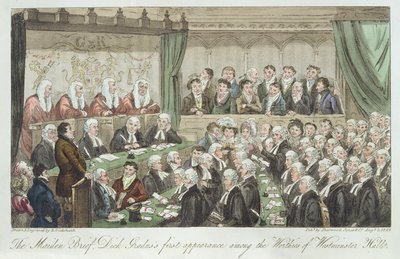 A leánykori tájékoztató, Dick Gradus első megjelenése a Westminster Hall méltói között, 1824-ben jelent meg. alkotó: Isaac Robert Cruikshank