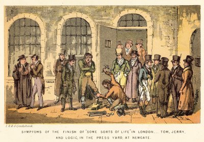 Néhány londoni élet befejezésének tünetei, Tom, Jerry és Logic, a Press Yardban, Newgate-ben alkotó: Isaac, Robert and George Cruikshank