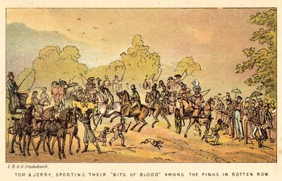 Tom és Jerry, a Bits of Blood-jukkal a rózsaszínek között a Rotten Row-ban alkotó: Isaac, Robert and George Cruikshank