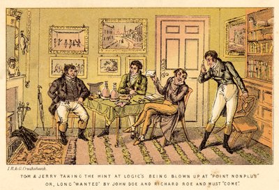 Tom és Jerry utal arra, hogy a Logicsot felrobbantották a Point Nonplusban, vagy John régóta kereste? alkotó: Isaac, Robert and George Cruikshank