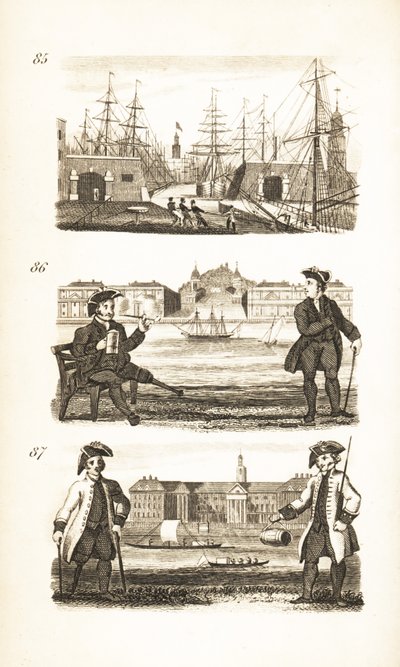 London Docks, Greenwich Kórház és Chelsea Kórház alkotó: Isaac Taylor