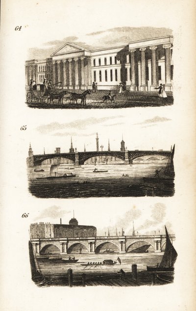 Az általános postahivatal, a Southwark híd és a Waterloo híd alkotó: Isaac Taylor