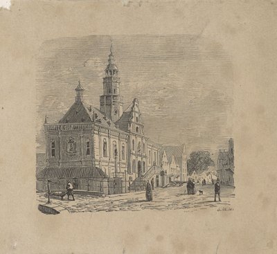 Kilátás a városházára Bolswardban alkotó: Isaac Weissenbruch