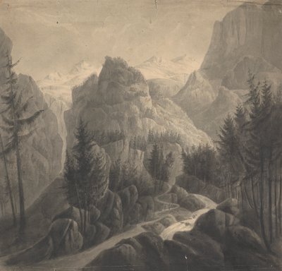 Az átjáró kezdete/ a Gemmi felé/ a berni oldalról alkotó: Isaac Weld