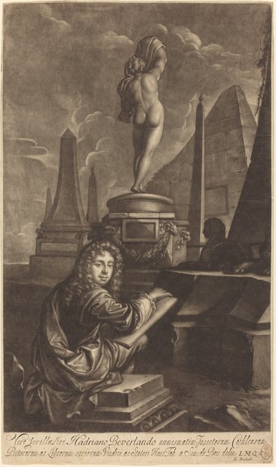 Adrian Beverland rajz egy szoborból alkotó: Isaak Beckett after Simon du Bois