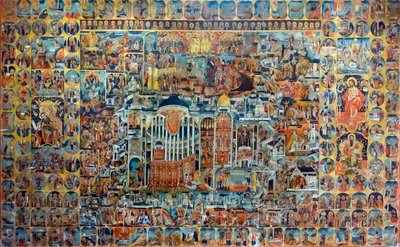 "Mennyei és földi Jeruzsálem" ikon alkotó: Isaak Demetrakes