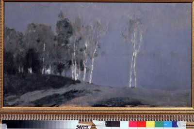 Holdfényes Éjszaka. Izsák (Izsák) Iljics Levitan (1860-1900) festménye, olaj, vászon, 1890 körül. Orosz művészet, 19. századi táj. Állami Tretyakov Galéria, Moszkva. alkotó: Isaak Ilyich Levitan