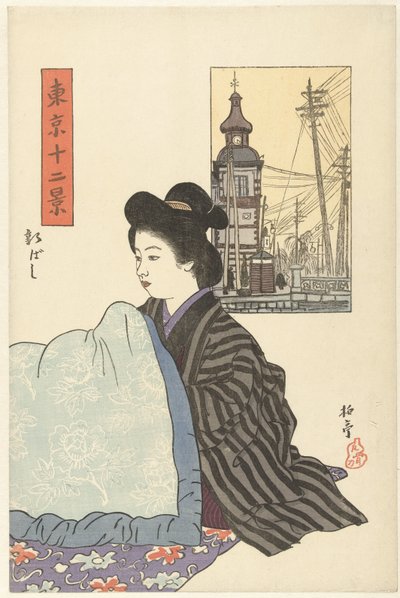 Shinbashi (cím a tárgyon) Tokió tizenkét képe (sorozat címe) Tokyo junikei (sorozat címe a tárgyon) alkotó: Ishii Hakutei