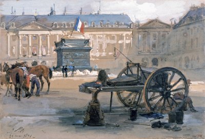 A Vendome oszlop esése, 1871. május 29. (akvarell papíron) alkotó: Isidore Pils