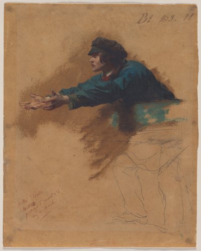 Kitárt karokkal előredőlő fiatalember..., c. 1851. alkotó: Isidore Pils