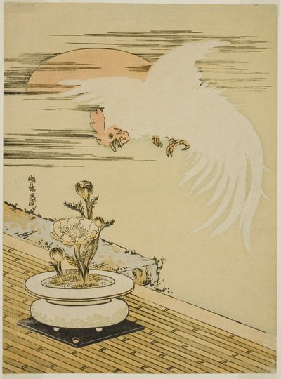 Kakas Flying Over Pot Adonis alkotó: Isoda Koryusai