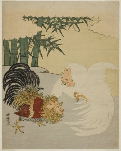 Kakasok harca a Bamboo Grove közelében alkotó: Isoda Koryusai
