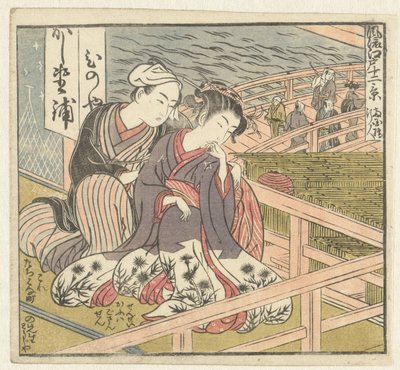 Szerelmes pár a verandán Tizenkét nézet a kifinomult Edoról (sorozat címe) Furyu Edo junikei (sorozat címe az objektumon) alkotó: Isoda Koryusai