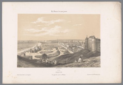 Dieppe kilátása a kastélyból Dieppe. Vue générale prize du Château (cím a tárgyon) Kortárs Franciaország (sorozat címe) La France de nos jours (sorozat címe a tárgyon) alkotó: Isodore Laurent Deroy