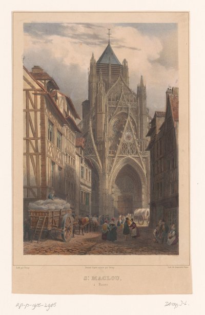 Kilátás a Rouen-i Saint-Maclou-templomra St. Maclou à Rouen (cím a tárgyon) Arcok Franciaországban (sorozat címe) La France (sorozat címe) alkotó: Isodore Laurent Deroy