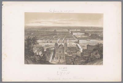 Zicht op Lyon en de kathedraal vanaf Fourvière Lyons. Általános nézet Fourvières-ből Hedendaags Frankrijk (sorozat címe) Franciaország manapság (sorozat címe) alkotó: Isodore Laurent Deroy