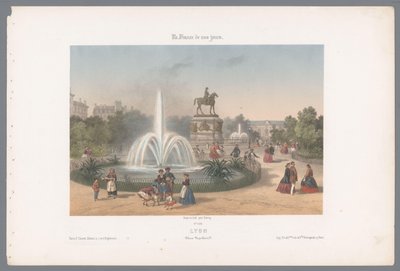 Zicht op de Place Napoléon te Lyon Lyons. Helyezze Napóleont (cím a tárgyon) Hedendaags Frankrijk (sorozat címe) Franciaország manapság (sorozat címe a tárgyon) alkotó: Isodore Laurent Deroy