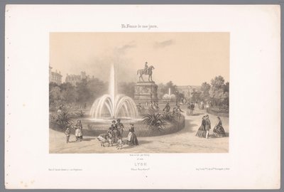 Zicht op de Place Napoléon te Lyon Lyons. Helyezze Napóleont (cím a tárgyon) Hedendaags Frankrijk (sorozat címe) Franciaország manapság (sorozat címe a tárgyon) alkotó: Isodore Laurent Deroy
