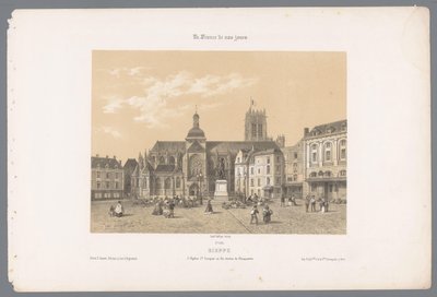 Kilátás a Saint-Jacques-templomra és a Dieppe-i Duquesne-szoborra Dieppe. l