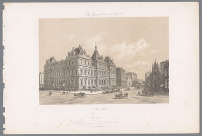 Kilátás a Palais de la Bourse-ra Lyonban Lyons. Palais du Commerce Kortárs Franciaország (sorozat címe) La France de nos jours (sorozat címe) alkotó: Isodore Laurent Deroy