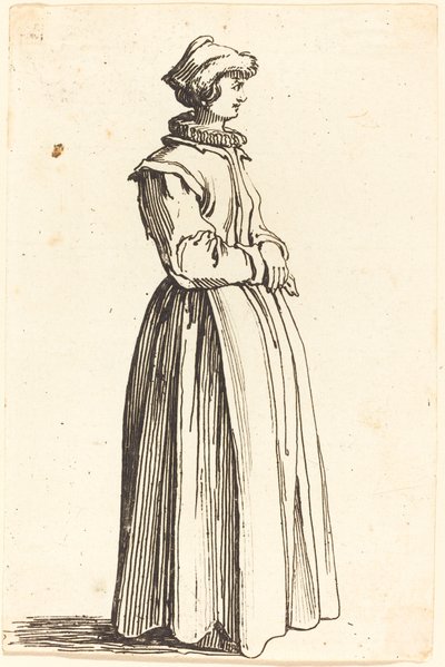Fiatal nő, profilban, jobbra néz alkotó: Israel Henriet after Jacques Callot